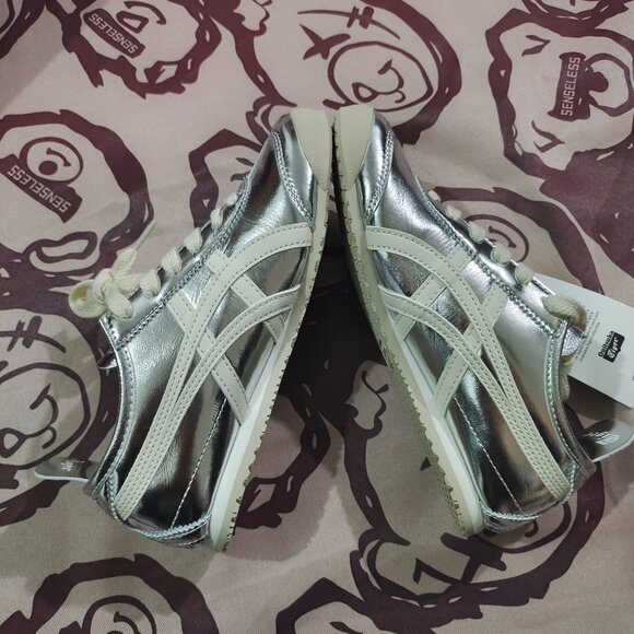 Onizuka Tiger MEXICO 66 Unisex Retro Sports Shoes Silver White Color - Picture 3 of 6